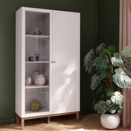 Furniture To Go Wensley Display Cabinet With 1 Door And  1 Glass Door In Light Grey And Oak - thumbnail 6
