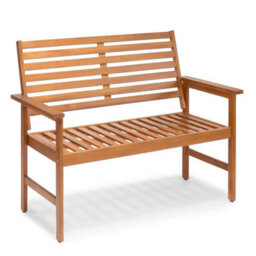 2 Seater Acacia Wood Garden Bench Outdoor Wooden Seat - thumbnail 1