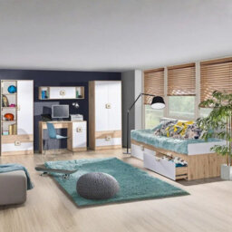 Nico Iii Modern Youth Bedroom Furniture Set Light Oak Front White Grips Light Oak - thumbnail 1