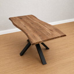 n.A. Rustic Brown Dark Wood-Effect Wavy Dining Table With X-Shaped Metal Legs, 117X77X75Cm - thumbnail 5