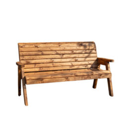 Samuel Alexander Charles Taylor Hand Made Traditional 3 Seater Chunky Rustic Wooden Garden Bench Furniture Assembled - thumbnail 8