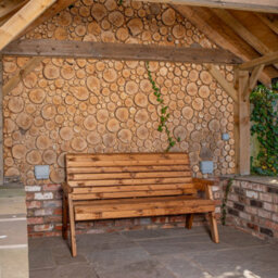 Samuel Alexander Charles Taylor Hand Made Traditional 3 Seater Chunky Rustic Wooden Garden Bench Furniture Assembled - thumbnail 3