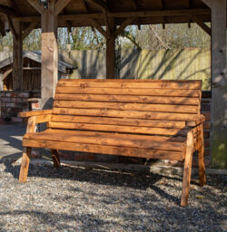 Samuel Alexander Charles Taylor Hand Made Traditional 3 Seater Chunky Rustic Wooden Garden Bench Furniture Assembled - thumbnail 7