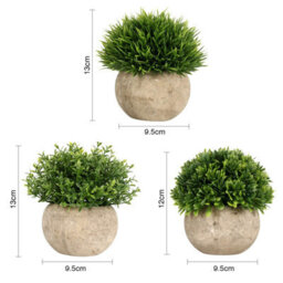 3 Pack Artificial Plants In Grey Pots, 9.5 X 13 Cm, For Living Room, Balcony, Bedroom, Table Decoration - thumbnail 2