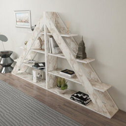 Decorotika Pisagor Corner Bookcase Shelving Unit White Marble Effect - thumbnail 5