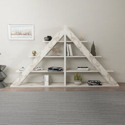 Decorotika Pisagor Corner Bookcase Shelving Unit White Marble Effect - thumbnail 4