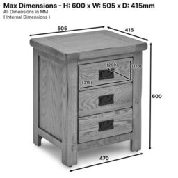 The Furniture Market Rustic Oak 3 Drawer Bedside Table Solid Oak Nightstand With 3 Storage Drawers Sturdy & Stylish Bedside Cabinet Ideal For Bedrooms - thumbnail 9