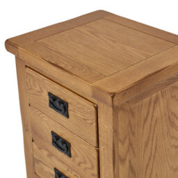 The Furniture Market Rustic Oak 3 Drawer Bedside Table Solid Oak Nightstand With 3 Storage Drawers Sturdy & Stylish Bedside Cabinet Ideal For Bedrooms - thumbnail 5