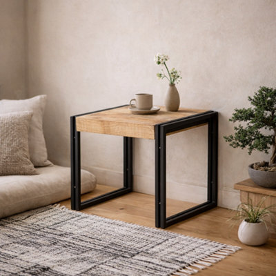 Wyld Haus Toivakka Industrial Reclaimed Wood And Metal Small Coffee Table - image 1