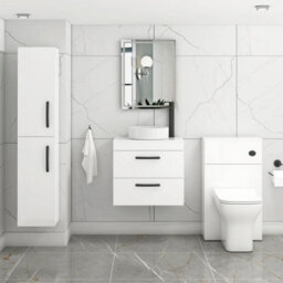 Royal Bathrooms Turin 500mm Wall Mounted Bathroom Vanity Unit With Sink 2 Drawer Gloss White & Art Countertop Basin - thumbnail 3