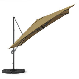 Living And Home 3M Large Square Canopy Rotatable Tilting Garden Rome Umbrella Cantilever Parasol With Fan Shaped Base, Taupe - thumbnail 3