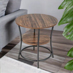 Rafaelo Mobilia Industrial Round Coffee Table With 2 Shelves - thumbnail 4