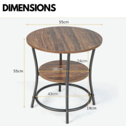 Rafaelo Mobilia Industrial Round Coffee Table With 2 Shelves - thumbnail 5