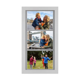AK Frames 16X8 Silver Modern Multi Photo Frame With Mid Grey Mount - Holds 3 Apertures (3X) 7X5 Photos