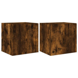 Walplus Tv Wall Cabinets With Led Lights 2 Pcs Smoked Oak 40.5X35X40 Cm - thumbnail 2