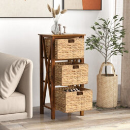 Gainoom Set Of 2 Nightstand 3-Tier Sofa Side Table X-Shaped 3-Drawer End Table - thumbnail 4