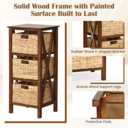 Gainoom Set Of 2 Nightstand 3-Tier Sofa Side Table X-Shaped 3-Drawer End Table - thumbnail 6