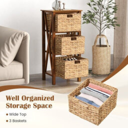 Gainoom Set Of 2 Nightstand 3-Tier Sofa Side Table X-Shaped 3-Drawer End Table - thumbnail 7