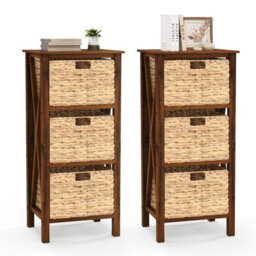 Gainoom Set Of 2 Nightstand 3-Tier Sofa Side Table X-Shaped 3-Drawer End Table - thumbnail 1