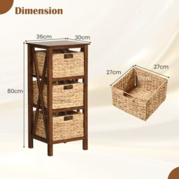 Gainoom Set Of 2 Nightstand 3-Tier Sofa Side Table X-Shaped 3-Drawer End Table - thumbnail 2
