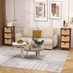 Gainoom Set Of 2 Nightstand 3-Tier Sofa Side Table X-Shaped 3-Drawer End Table - thumbnail 3