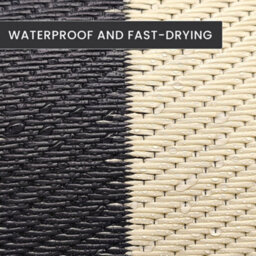Relsy Extra Large Garden Outdoor Rug For Garden And Patio, Black & Cream Grid Waterproof Garden Rug 180 X 270Cm - thumbnail 5