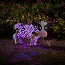 Solar Powered Silhouette Daisy Cow - Outdoor Garden Handmade Ornament With Scroll Effect Cut Out & Led Light - H26 X W38 X D24Cm - thumbnail 5