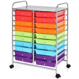 Costway 20 Drawer Rolling Storage Cart Home Office Storage Organizer-Colourful - thumbnail 9