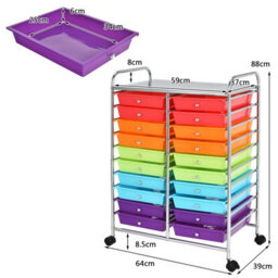 Costway 20 Drawer Rolling Storage Cart Home Office Storage Organizer-Colourful - thumbnail 2