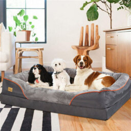 Bingopaw 3Xl Dog Bed Orthopedic Dog Sofa Memory Foam Mattress Calming Couch Rim Pillow, 135X100X33Cm - thumbnail 5