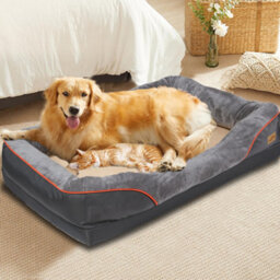 Bingopaw 3Xl Dog Bed Orthopedic Dog Sofa Memory Foam Mattress Calming Couch Rim Pillow, 135X100X33Cm - thumbnail 6