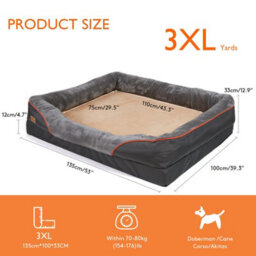 Bingopaw 3Xl Dog Bed Orthopedic Dog Sofa Memory Foam Mattress Calming Couch Rim Pillow, 135X100X33Cm - thumbnail 2
