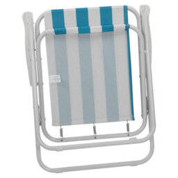 Urbn-Living Urbnliving 76Cm Height 2Pcs White & Blue Stripe Garden Patio Metal Folding Chairs Camping Beach Picnic Outdoor Seats - thumbnail 5