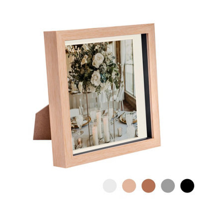 "Nicola Spring 8 X 8"" Photo Frame - Light Wood/ivory Mount - 3D Photo Frame Picture Frame Box Portrait Display Case (22.5 X 22.5Cm)" - image 1