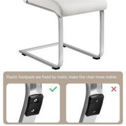 Yaheetech Set Of 2 White Faux Leather Dining Chairs With Metal Legs For Kitchen Dining Room - thumbnail 9