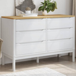 Berkfield Chest Of Drawers Floro White Solid Wood Pine