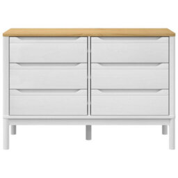 Berkfield Chest Of Drawers Floro White Solid Wood Pine - thumbnail 5