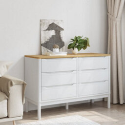 Berkfield Chest Of Drawers Floro White Solid Wood Pine - thumbnail 3