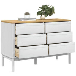 Berkfield Chest Of Drawers Floro White Solid Wood Pine - thumbnail 4