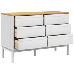 Berkfield Chest Of Drawers Floro White Solid Wood Pine - thumbnail 8