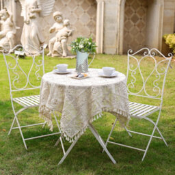 Dibor Vintage Green 3 Piece Outdoor Garden Furniture Dining Table And Chair Folding Bistro Set With Free Set Of 2 Blue Box Cushions - thumbnail 4