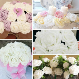 Artificial Rose Flowers With Stems For Wedding Bouquets, Table Decorations, Wedding Party, Home Decoration, White, 25 Pieces - thumbnail 5