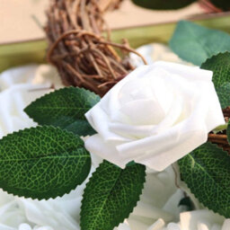 Artificial Rose Flowers With Stems For Wedding Bouquets, Table Decorations, Wedding Party, Home Decoration, White, 25 Pieces - thumbnail 4