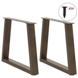 Berkfield Coffee Table Legs V-Shape 2 Pcs Natural Steel 70X(42-43.3) Cm Steel - thumbnail 3
