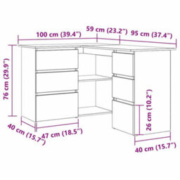 Berkfield Black Oak Corner Desk, 145X100X76 Cm, Made Of Engineered Wood - thumbnail 9