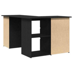 Berkfield Black Oak Corner Desk, 145X100X76 Cm, Made Of Engineered Wood - thumbnail 5