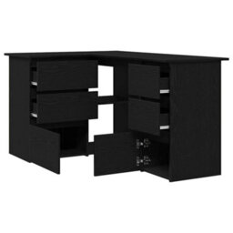 Berkfield Black Oak Corner Desk, 145X100X76 Cm, Made Of Engineered Wood - thumbnail 4