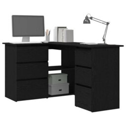 Berkfield Black Oak Corner Desk, 145X100X76 Cm, Made Of Engineered Wood - thumbnail 3
