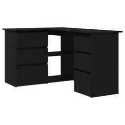 Berkfield Black Oak Corner Desk, 145X100X76 Cm, Made Of Engineered Wood - thumbnail 2