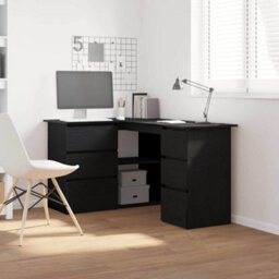 Berkfield Black Oak Corner Desk, 145X100X76 Cm, Made Of Engineered Wood